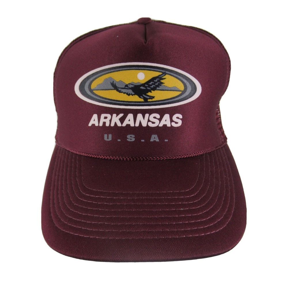 Arkansas U.S.A Maroon Mesh Trucker‎ Hat Cobra Caps New